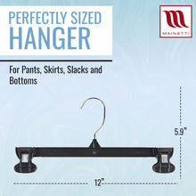 12" Black Plastic Pant/Skirt Slack Bottom Hangers With Turnable Metal Hook & Non-Slip Clips (Mainetti 6012)