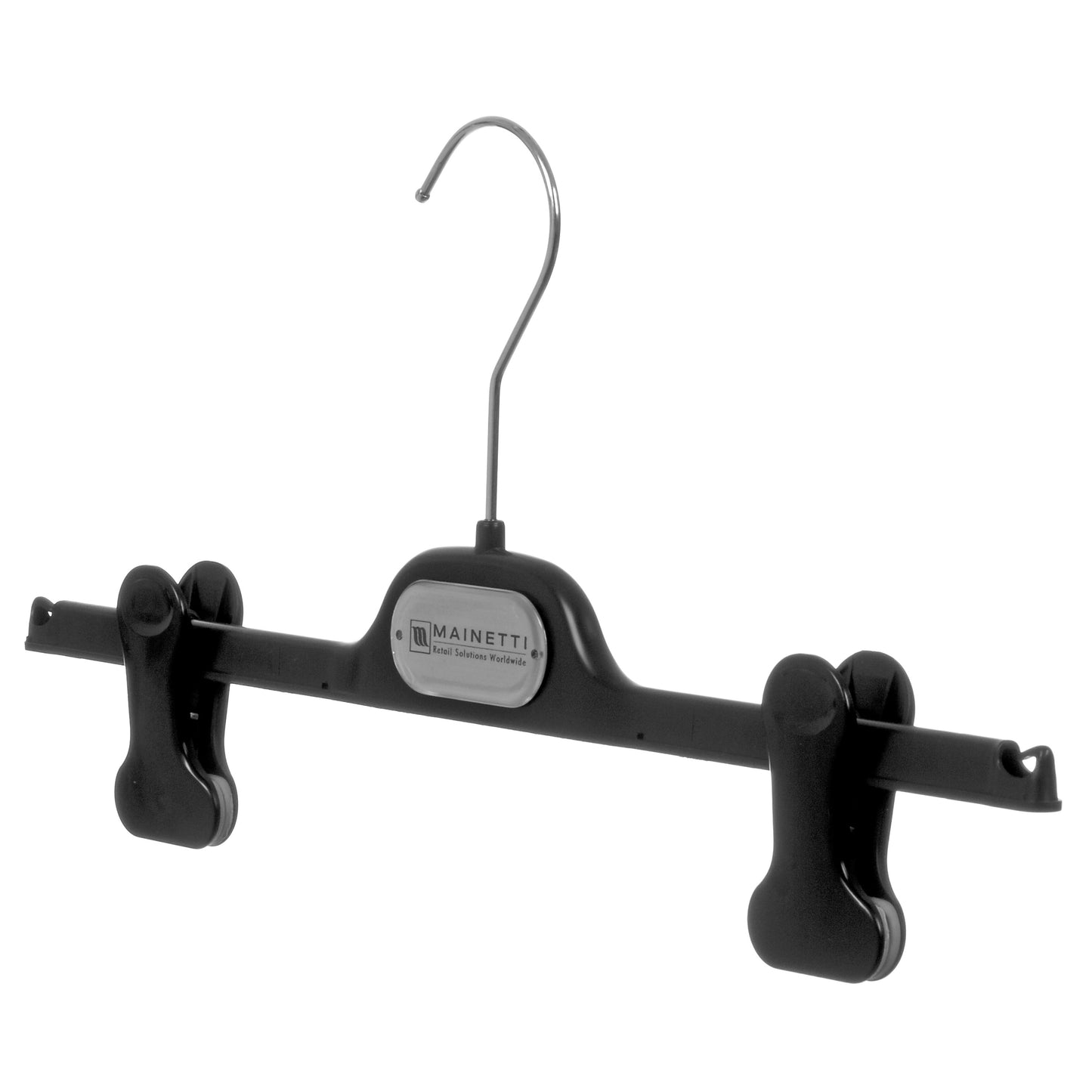 14" Black Plastic Bottom Hanger with Adjustable Clips (Mainetti CPIP36)