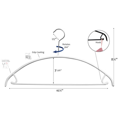 Percha superior e inferior de metal antideslizante de 16 1/4" (Euro)