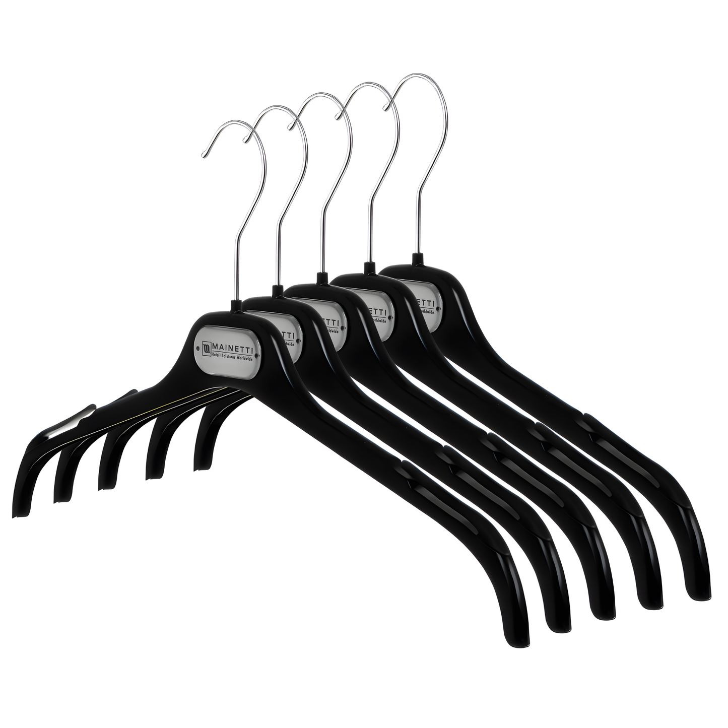 17" Black Plastic Top Hanger with Rubber Notches (Mainetti ECRN43)