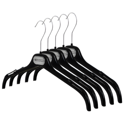 17" Black Plastic Top Hanger with Rubber Notches (Mainetti ECRN43)