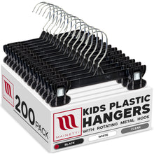 8" Pant/Skirt Bottom Hangers with Turnable Metal Hook & Sturdy Plastic Non-Slip Clips Black Plastic (Mainetti 6008)