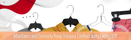 14" Clear Plastic Pant/Skirt Hangers, Swivel Metal Hook, Non-Slip Padded Metal Clips (Mainetti 5131)