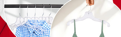 Cintres pour hauts de chemise de 12 po avec crochet pivotant en métal à 360° et encoches pour bretelles en plastique transparent (Mainetti 5075)