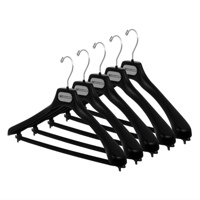 19" Black Plastic Suit Hanger with Flocked Bar (Mainetti SV48)