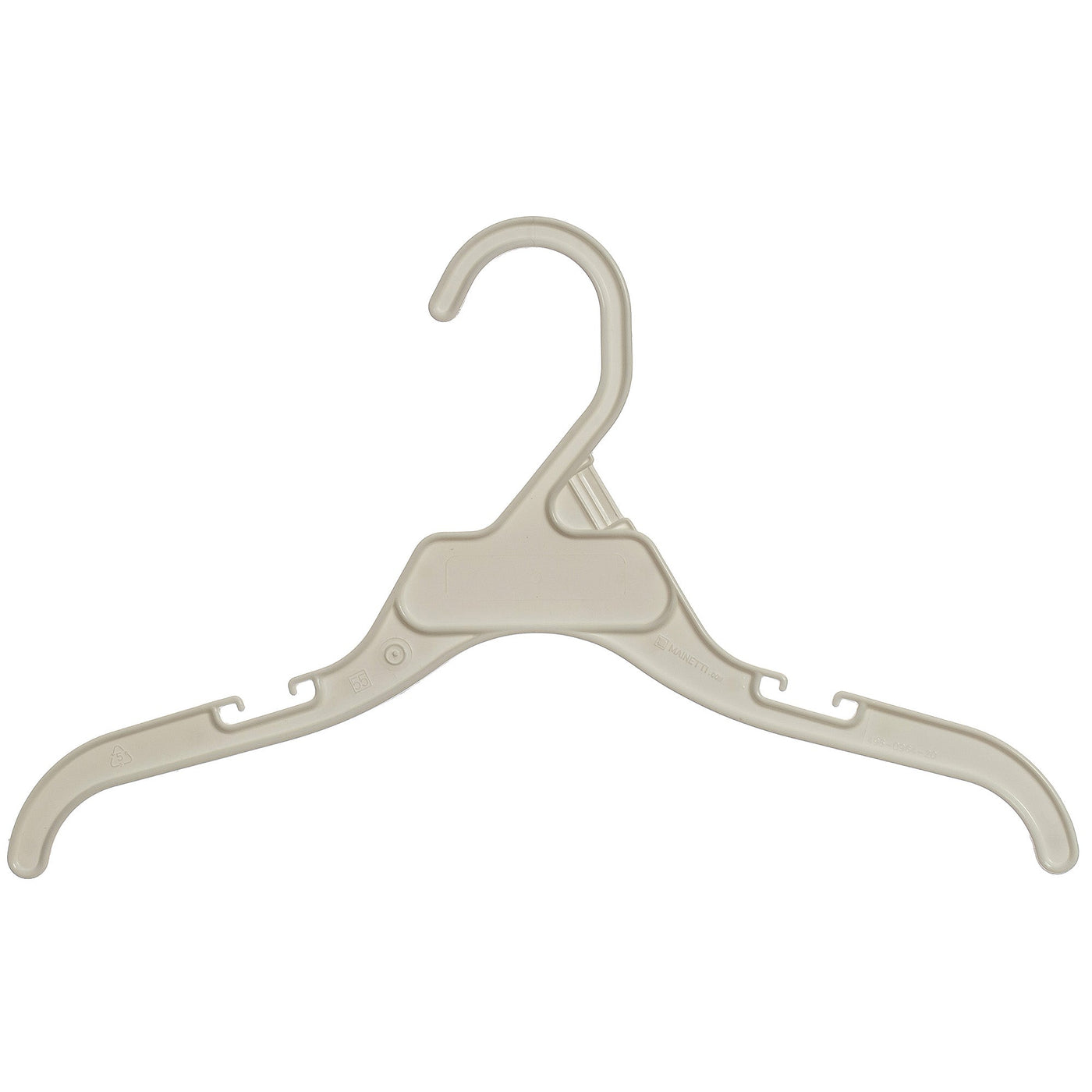 Mainetti 496, 12" White all Plastic, Shirt Top Dress Hangers, with notches for straps