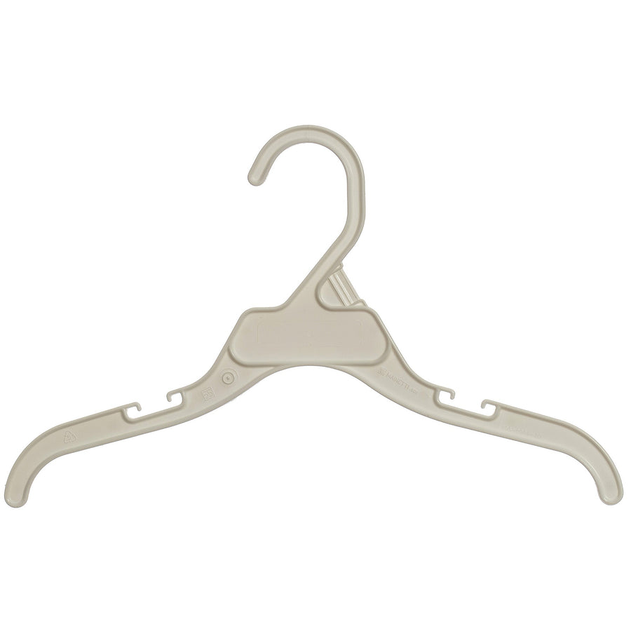 Mainetti 496, 12" White all Plastic, Shirt Top Dress Hangers, with notches for straps
