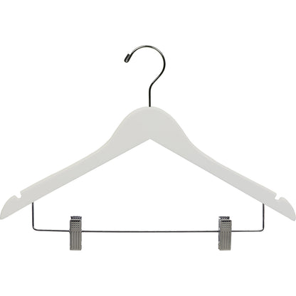 Percha de madera para trajes de 17" con pinzas metálicas
