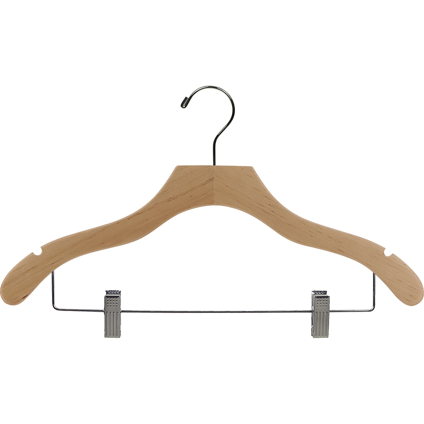 17" Wavy Wooden Suit Hanger With Metal Clips (Mainetti 3000)