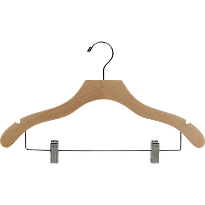 17" Wavy Wooden Suit Hanger With Metal Clips (Mainetti 3000)