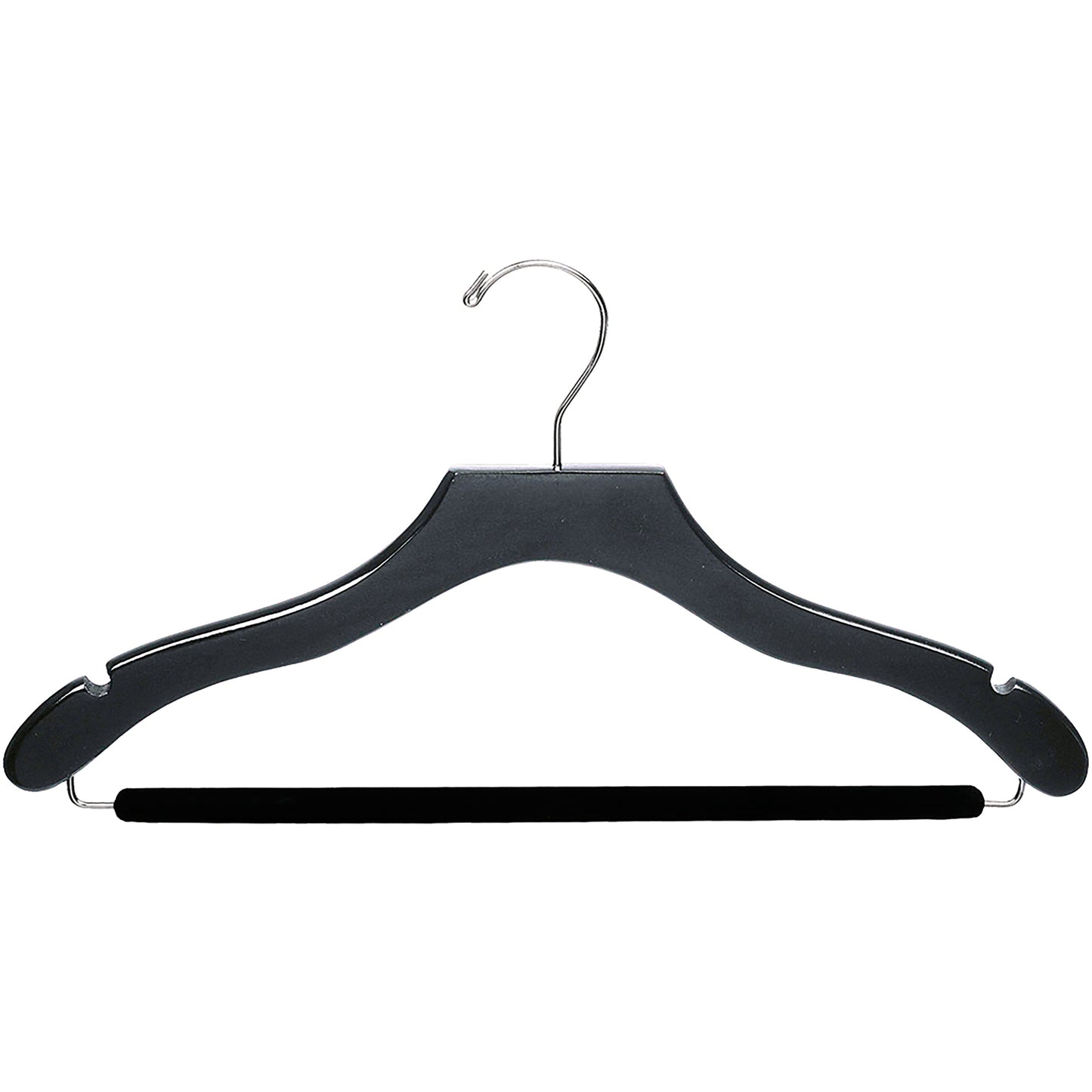 Percha para traje de 17" de madera ondulada con barra flocada