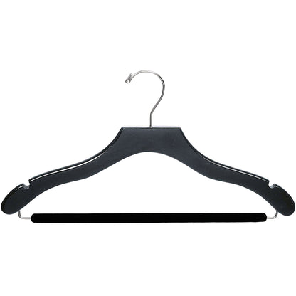 Percha para traje de 17" de madera ondulada con barra flocada