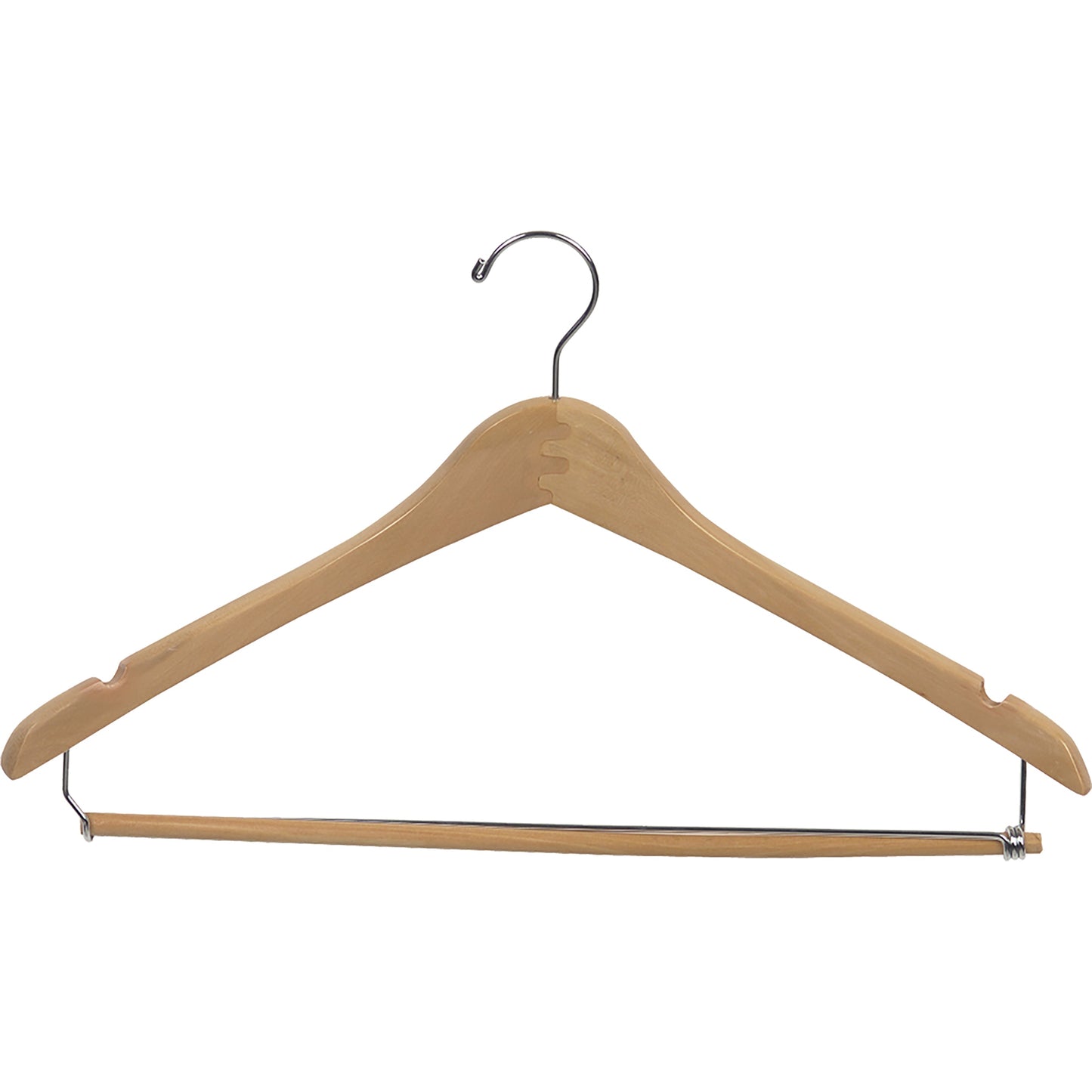 17" Contoured Wooden Suit Hanger with Locking Bar
