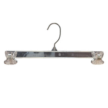 Perchas Mainetti 6014 de plástico transparente de 14" para pantalones, faldas y pantalones holgados, con gancho de metal y clips antideslizantes de plástico resistente.