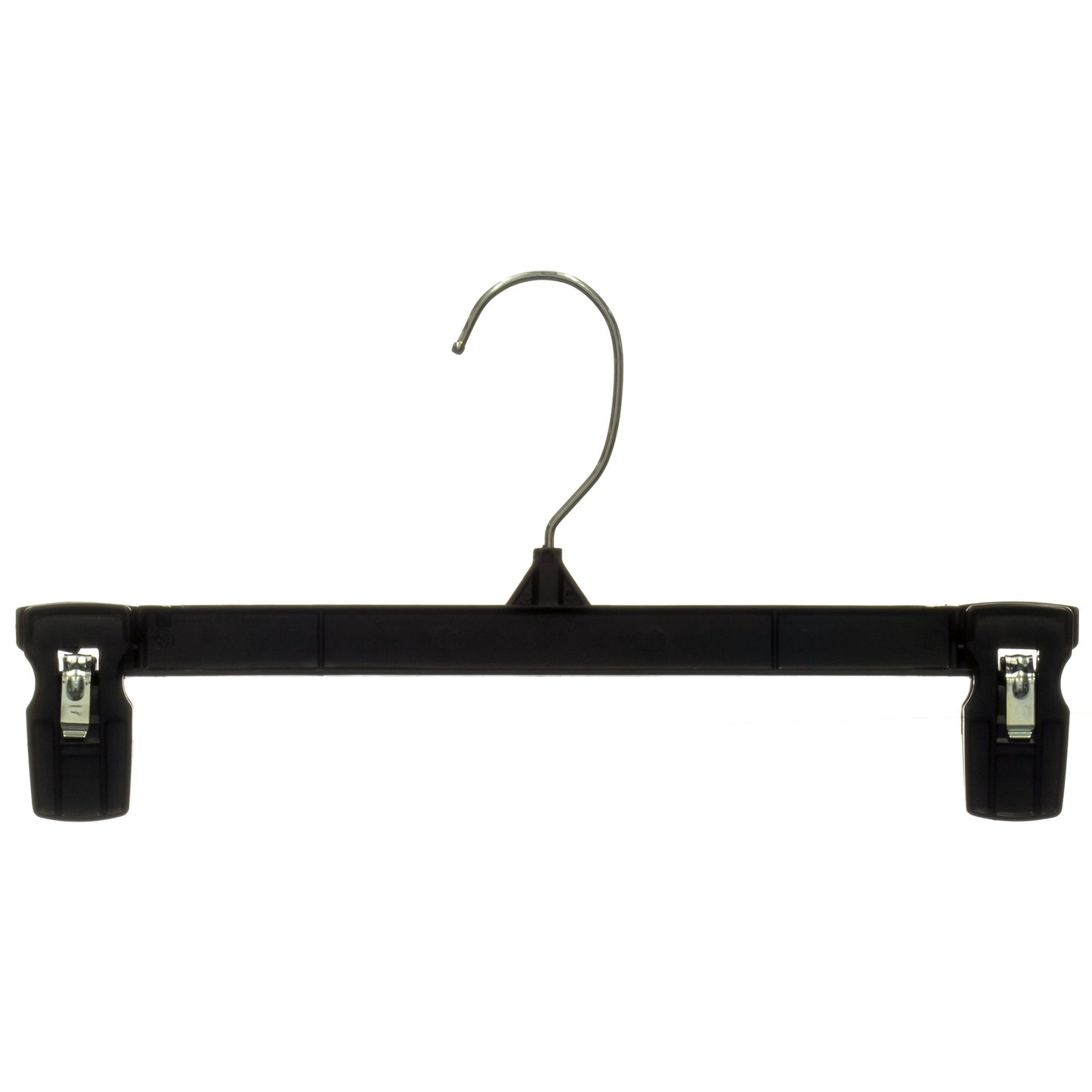 Cintre bas 30,5 cm avec pinces rembourrées en caoutchouc plastique recyclé noir (Mainetti 6212)