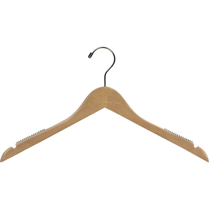 Cintre en bois de 43 cm avec barre antidérapante en caoutchouc