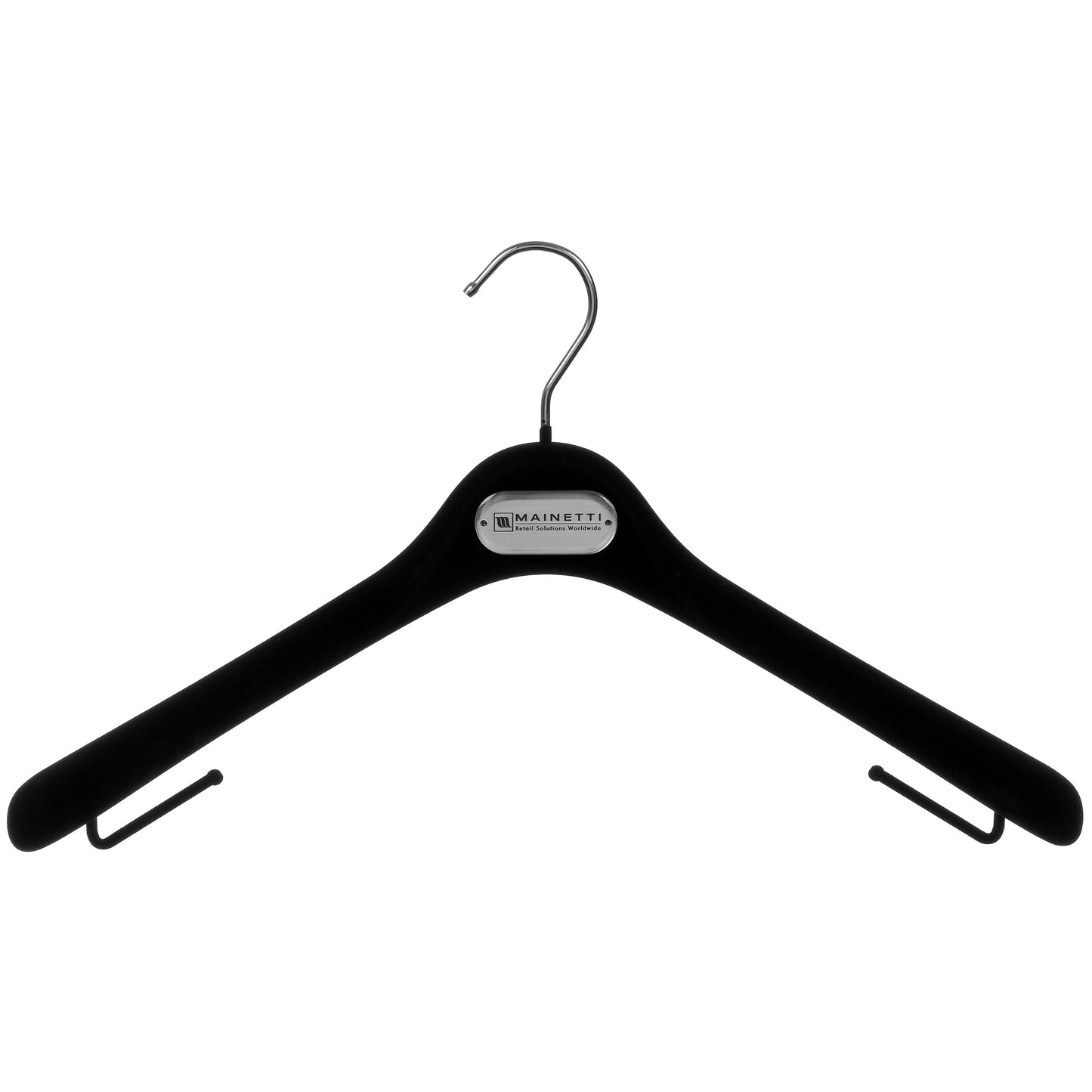 16.5" Plastic Black Flocked Jacket Hanger (Mainetti MLS43)