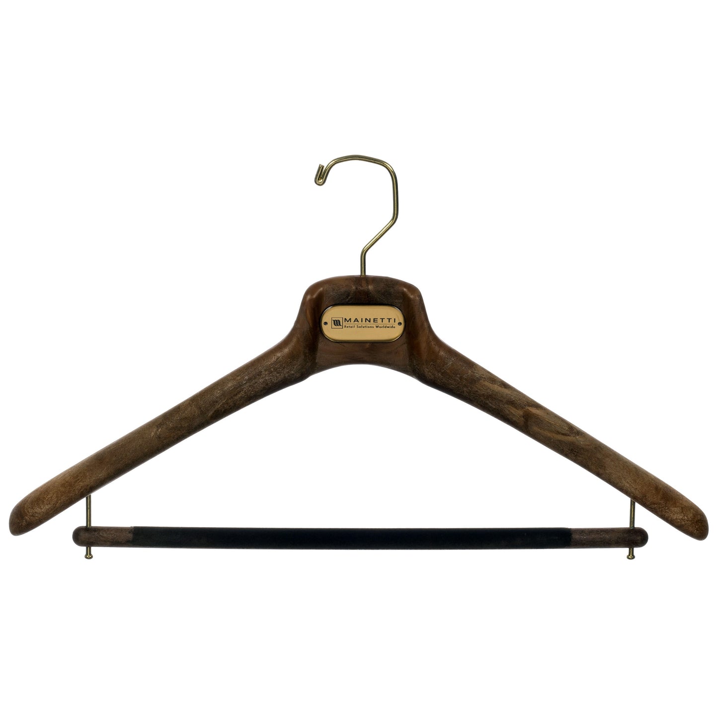 Cintre Costume 45 cm Effet Bois Marron avec Barre Floquée - SAR46-1