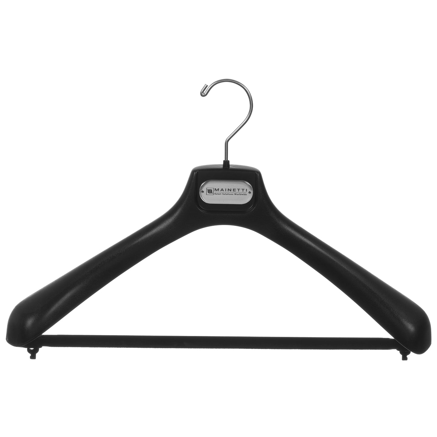 Cintre de costume en plastique noir 19" avec barre floquée (Mainetti SV48)
