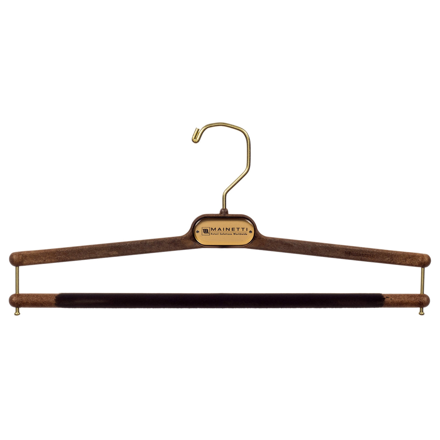 15" Pant Hanger Brown Wood Effect Fold Over Bar - TOPLWG