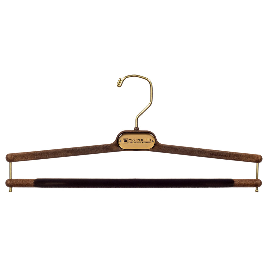 15" Pant Hanger Brown Wood Effect Fold Over Bar - TOPLWG